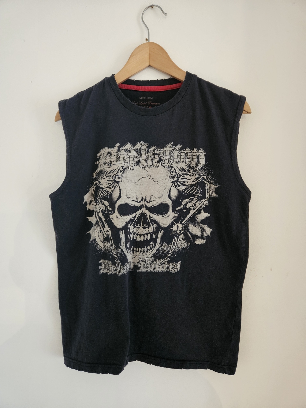 Affliction Ozzy Osbourne Shirt Black Sleeveless Skull Red Label Y2K